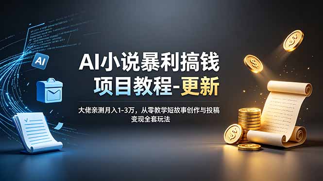 AI小说暴利搞钱项目教程-更新,大佬亲测月入1-3万,从零教学短故事创作与投稿变现全套玩法-副业网