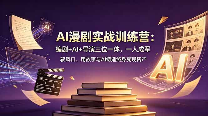 AI漫剧实战训练营:编剧+AI+导演三位一体,一人成军 驭风口,用故事与AI铸造终身变现资产-副业网
