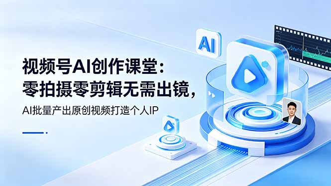 视频号AI创作课堂:零拍摄零剪辑无需出镜,AI批量产出原创视频打造个人IP-副业网