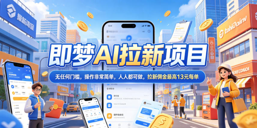 2026年即梦AI拉新项目最新玩法,无任何门槛,操作非常简单,人人都可做,拉新佣金最高13米每单(更新6月24日)-副业网