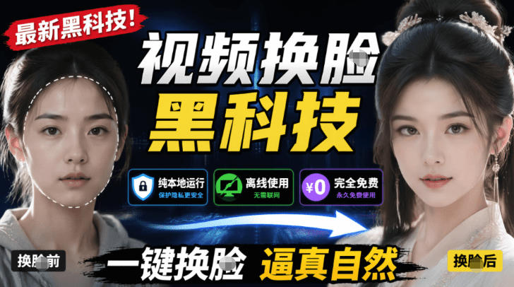 AI人工智能如此夸张?一键视频换Lian黑科技,纯本地离线运行,本地视频换Lian娱乐工具,AI FaceSwap-副业网