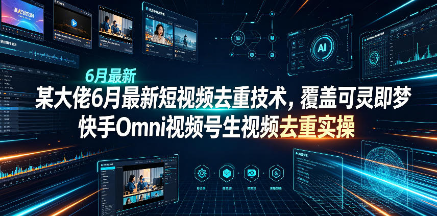 某大佬6月最新短视频去重技术，覆盖可灵即梦快手Omni视频号生视频去重实操-副业网