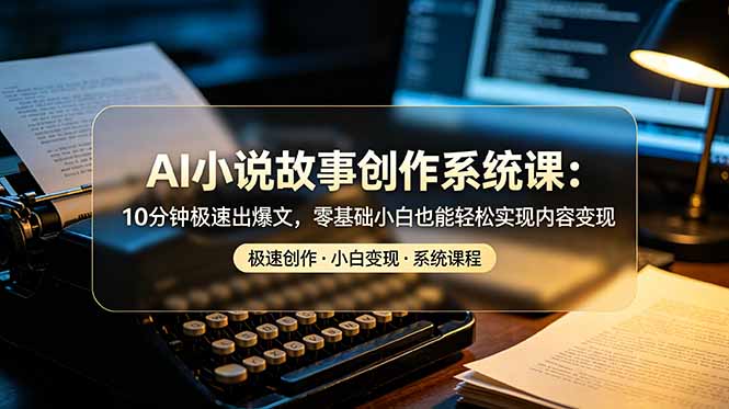 AI小说故事创作系统课:10分钟极速出爆文,零基础小白也能轻松实现内容变现-副业网