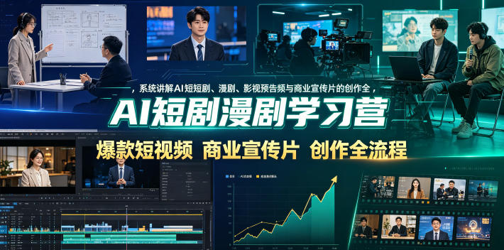 AI短剧漫剧学习营，系统讲解AI短剧、漫剧、影视预告片、爆款短视频与商业宣传片的创作全流程-副业网