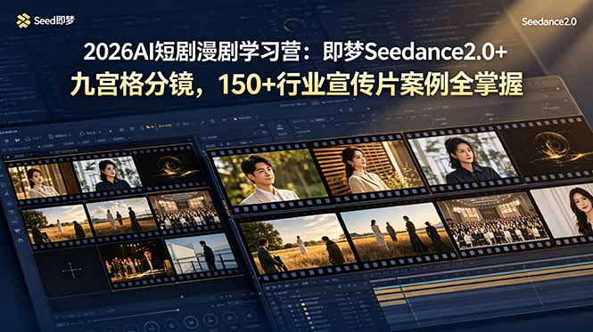 2026AI短剧漫剧学习营:即梦Seedance2.0+九宫格分镜,150+行业宣传片案例全掌握-副业网