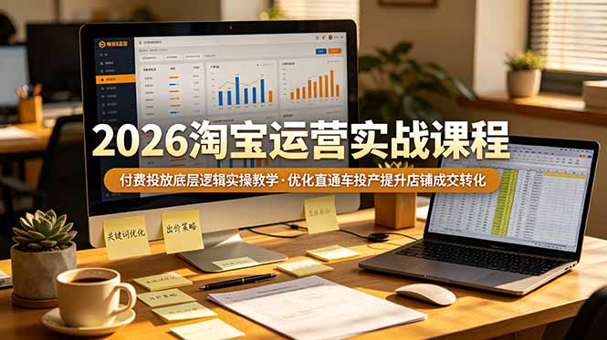 2026 淘宝运营实战课程，付费投放底层逻辑实操教学，优化直通车投产提升店铺成交转化-副业网