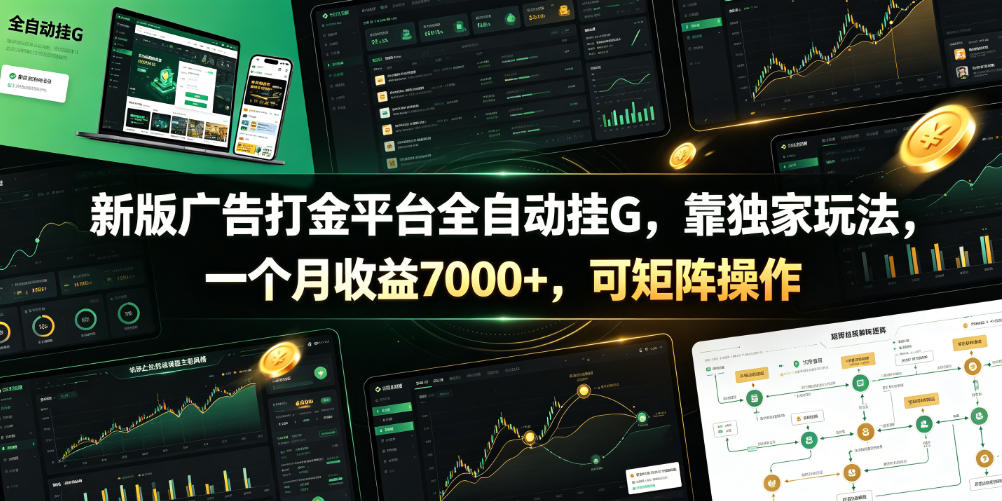 新版广告打金平台全自动挂G，靠独家玩法，一个月收益7000+，可矩阵操作【附全套脚本】【揭秘】-副业网