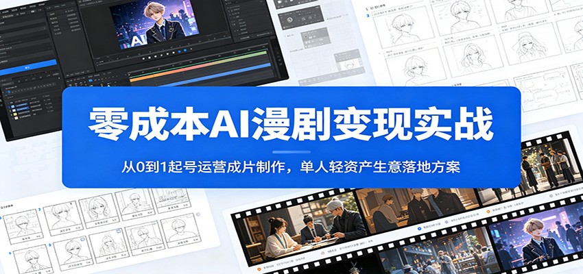 零成本AI漫剧变现实战:从0到1起号运营成片制作,单人轻资产生意落地方案-副业网