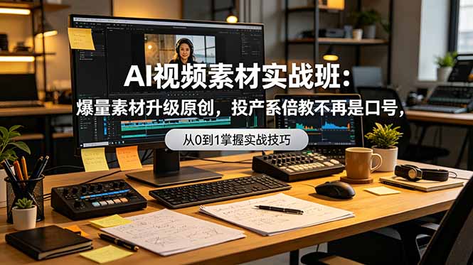 AI视频素材实战班：爆量素材升级原创，投产翻倍不再是口号，0-1系统教学实战落地-副业网