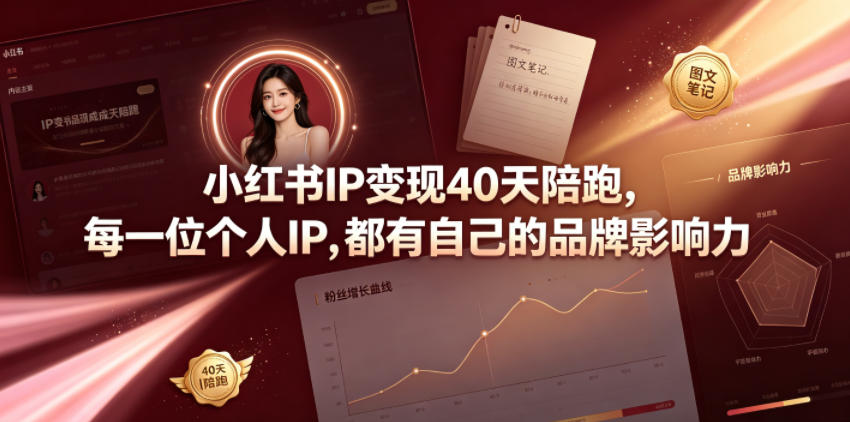 小红书IP变现40天陪跑,每一位个人IP,都有自己的品牌影响力-副业网