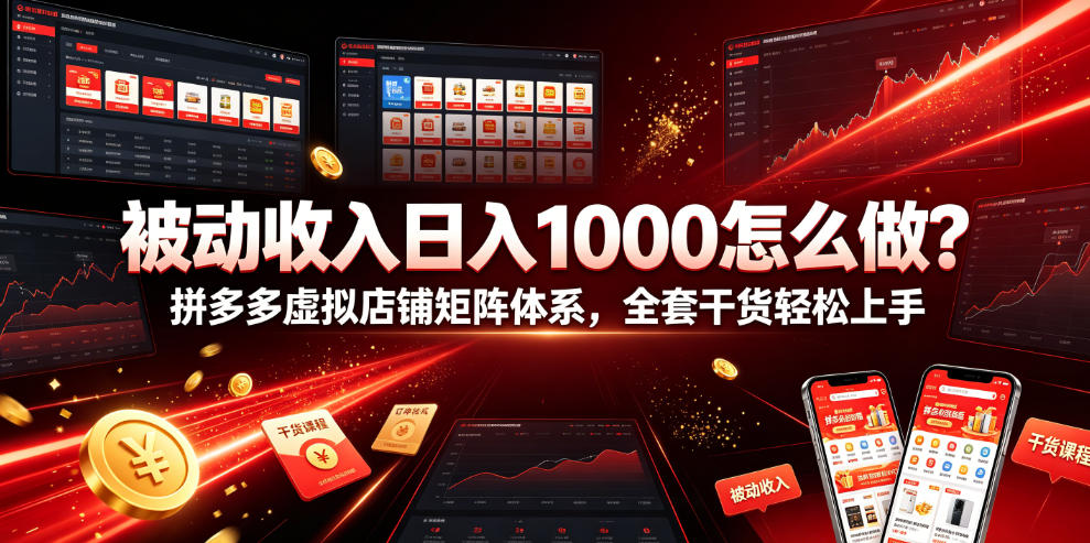被动收入日入1000怎么做？拼多多虚拟店铺矩阵体系，全套干货轻松上手【揭秘】-副业网