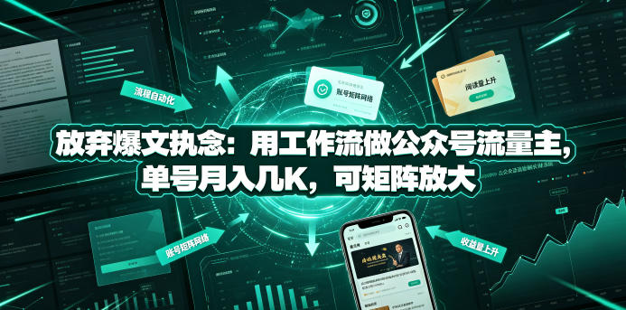放弃爆文执念:用工作流做公众号流量主,单号月入几K,可矩阵放大-副业网
