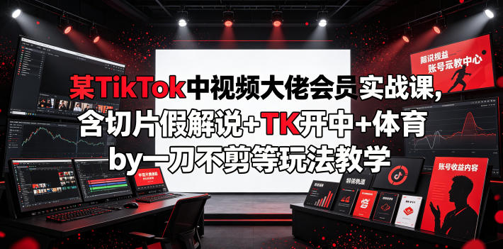 某TikTok中视频大佬会员实战课,含切片假解说+TK开中+体育by一刀不剪等玩法教学-副业网