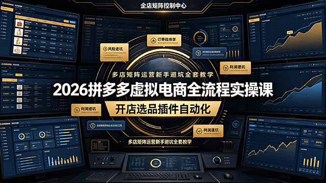 2026拼多多虚拟电商全流程实操课，开店选品插件自动化，多店矩阵运营新手避坑全套教学-副业网