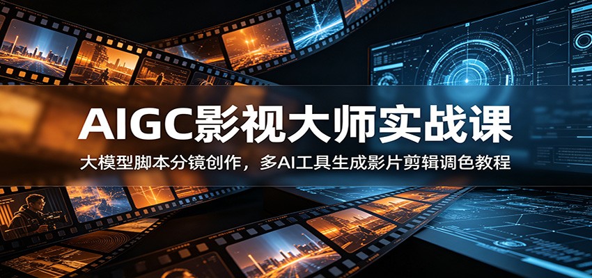 AIGC影视大师实战课:大模型脚本分镜创作,多AI工具生成影片剪辑调色教程-副业网