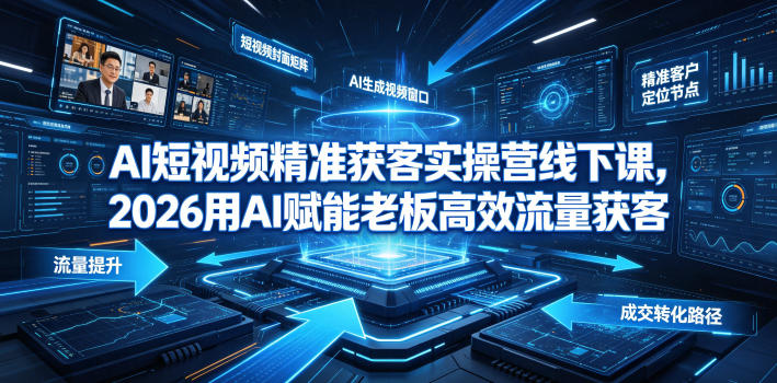 AI短视频精准获客实操营6月10-14号线下课，2026用AI赋能老板高效流量获客-副业网