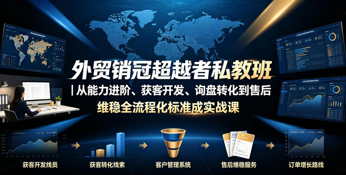外贸销冠超越者私教班|从能力进阶、获客开发、询盘转化到售后维稳全流程标准化成交实战课-副业网