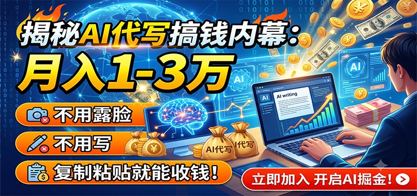 揭秘AI代写搞钱内幕:月入1-3万,不用露脸不用写,复制粘贴就能收钱!-副业网