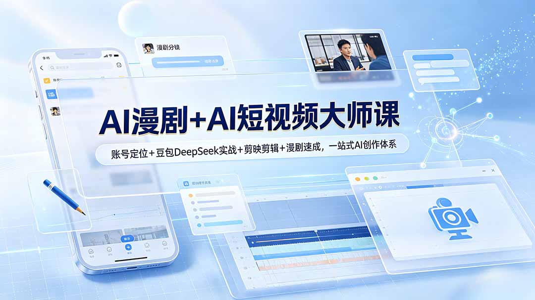 AI漫剧+AI短视频大师课:账号定位+豆包DeepSeek实战+剪映剪辑+漫剧速成,一站式AI创作体系-副业网