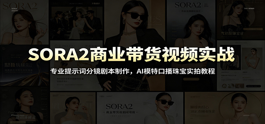 SORA2商业带货视频实战:专业提示词分镜剧本制作,AI模特口播珠宝实拍教程-副业网