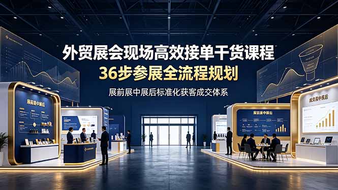 外贸展会现场高效接单干货课程，36步参展全流程规划，展前展中展后标准化获客成交体系-副业网