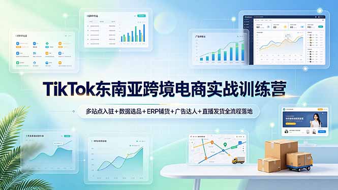 TikTok东南亚跨境电商实战训练营：多站点入驻+数据选品+ERP铺货+广告达人+直播发货全流程落地-副业网