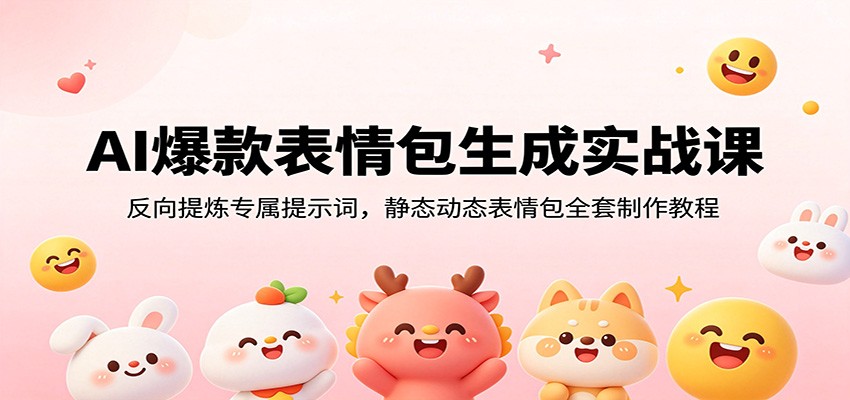 AI爆款表情包生成实战课:反向提炼专属提示词,静态动态表情包全套制作教程-副业网