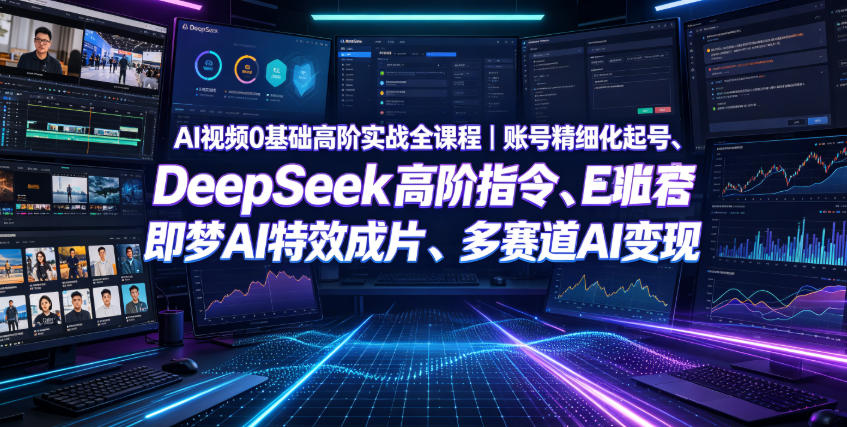 AI视频0基础高阶实战全课程|账号精细化起号、DeepSeek高阶指令、即梦AI特效成片、多赛道AI短视频量产变现-副业网