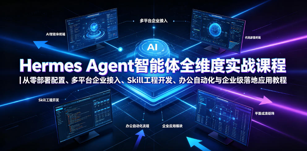 Hermes Agent智能体全维度实战课程|从零部署配置、多平台企业接入、Skill工程开发、办公自动化与企业级落地应用教程-副业网