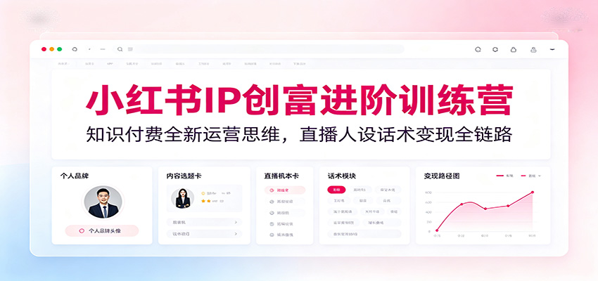 小红书IP创富进阶训练营：知识付费全新运营思维，直播人设话术变现全链路-副业网