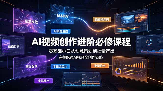 AI视频创作进阶必修课程:零基础小白从创意策划到批量产出,完整跑通AI视频全创作链路-副业网