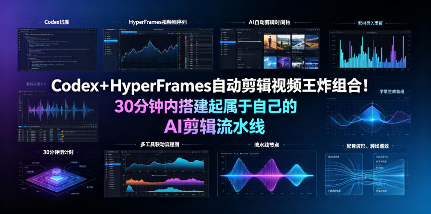 Codex+HyperFrames自动剪辑视频王炸组合!30分钟内搭建起属于自己的AI剪辑流水线(完整版实操教程手册)-副业网