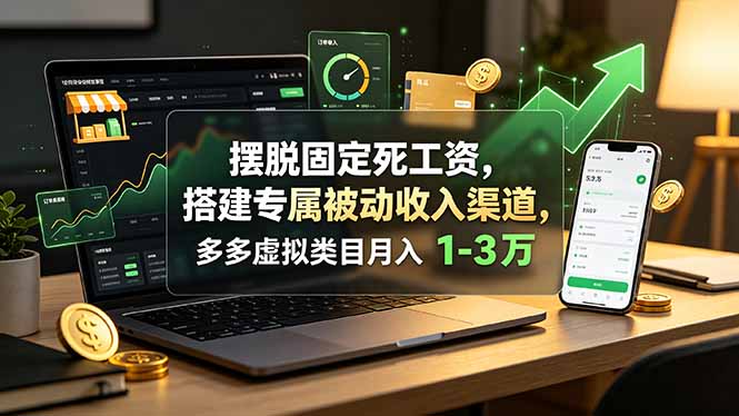 摆脱固定死工资,搭建专属被动收入渠道,多多虚拟类目月入 1-3 万-副业网