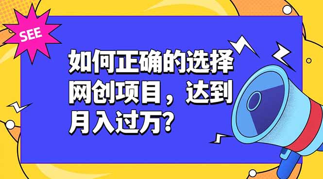 如何正确的选择网创项目,达到月入过万?,本课程教你正确选择项目。-副业网