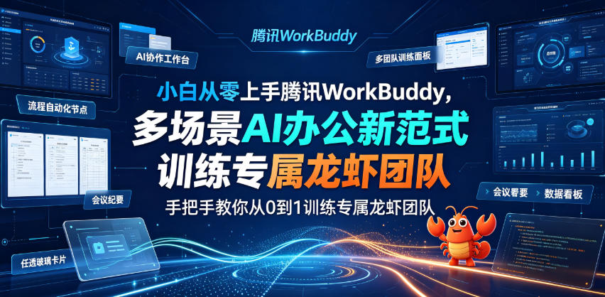 小白从零上手腾讯WorkBuddy,多场景AI办公新范式实战,手把手教你从0到1训练专属龙虾团队-副业网