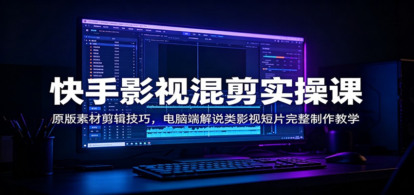 快手影视混剪实操课:原版素材剪辑技巧,电脑端解说类影视短片完整制作教学-副业网