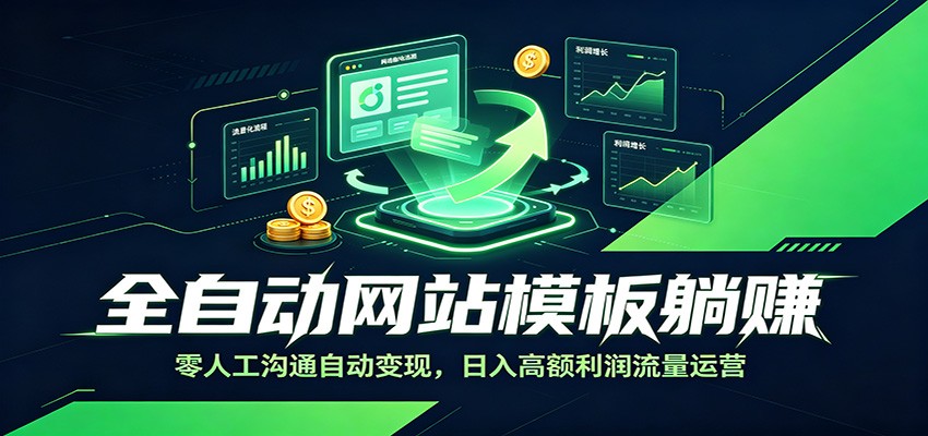 全自动网站模板躺赚:零人工沟通自动变现,日入高额利润流量运营-副业网