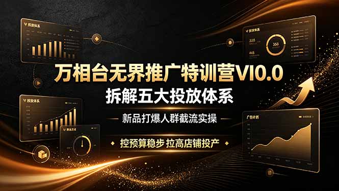 万相台无界推广特训营VI0.0,拆解五大投放体系,新品打爆人群截流实操,控预算稳步拉高店铺投产-副业网