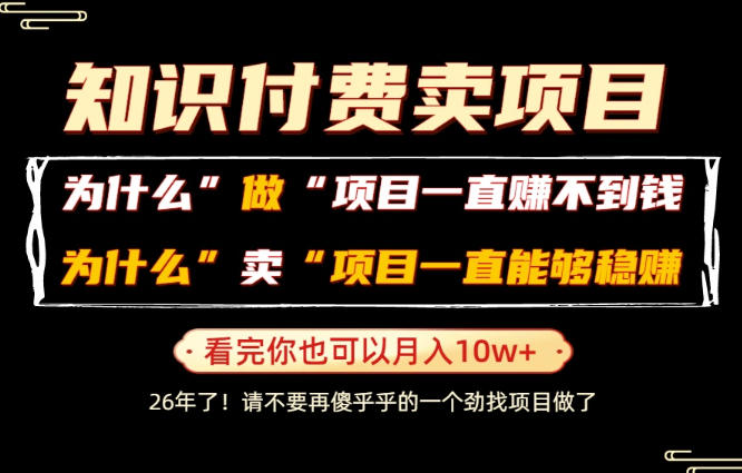 普通人为什么能够靠卖项目轻松月入10W+,而做项目却容易成炮灰,卖项目为什么能够稳賺不赔?【揭秘】-副业网