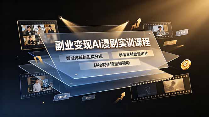 副业变现AI漫剧实训课程,智能体辅助生成分镜,参考素材批量出片,轻松制作流量短视频-副业网