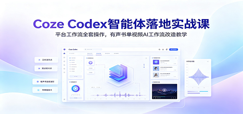 Coze Codex智能体落地实战课:平台工作流全套操作,有声书单视频AI工作流改造教学-副业网
