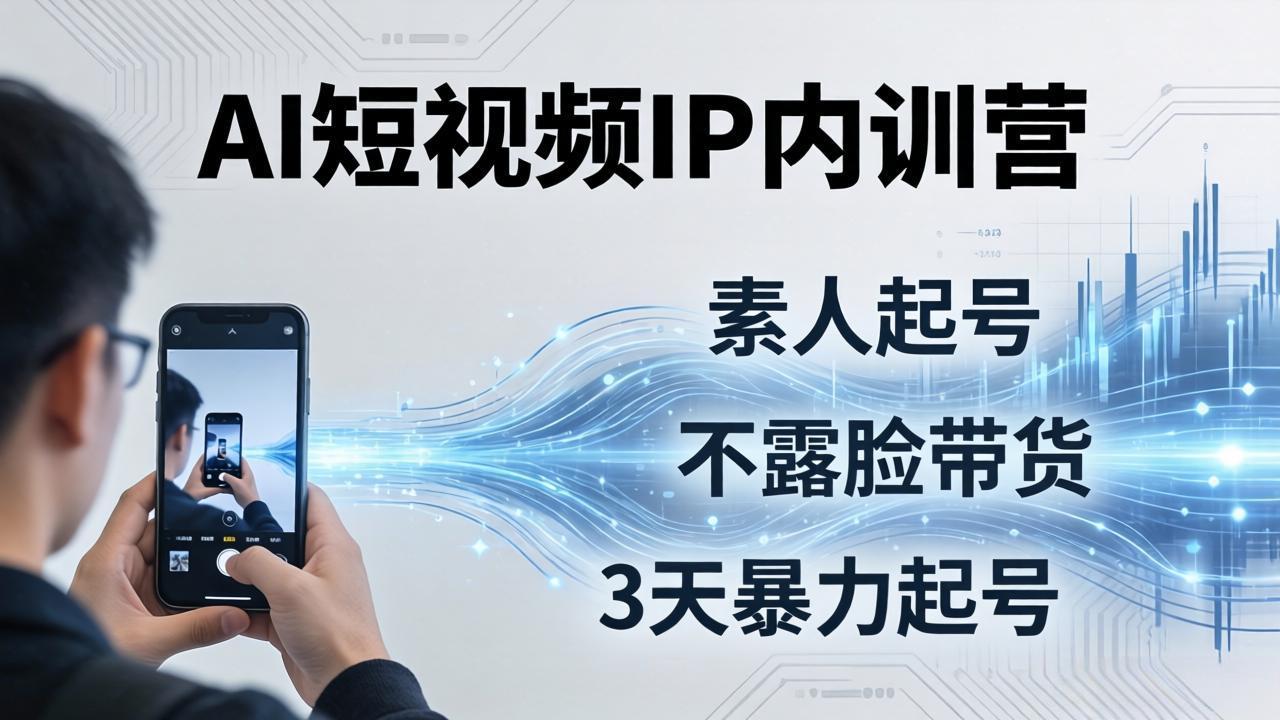 2026AI短视频IP内训营-更新:从素人起号到不露脸带货,3天暴力起号全流程拆解-副业网