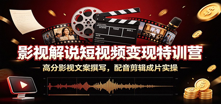 影视解说短视频变现特训营:高分影视文案撰写,配音剪辑成片实操-副业网