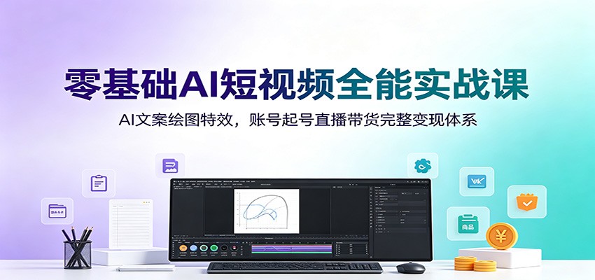 零基础AI短视频全能实战课:AI文案绘图特效,账号起号直播带货完整变现体系-副业网