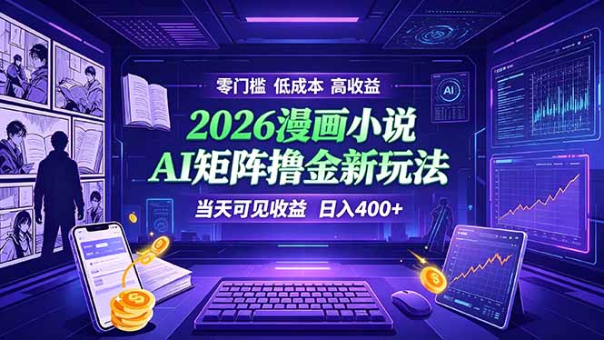 爆款小说漫画大阅读    ai矩阵操作    当天可见收益  日入400+    零门槛    高收益-副业网