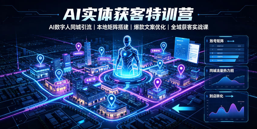 AI实体获客特训营｜AI数字人同城引流、本地矩阵搭建、爆款文案优化全域获客实战课-副业网