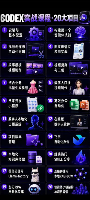 图片[2]-Codex智能体实战全能课｜0基础从搭建技能到自动化落地，视频剪辑-办公-知识库-数字人全场景变现教程-副业网