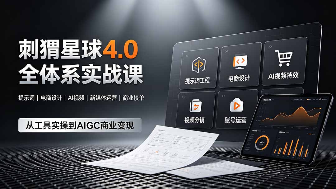 刺猬星球4.0全体系实战课,覆盖提示词工程、电商设计、AI视频特效与新媒体运营,一站式掌握AIGC商业核心技能-副业网