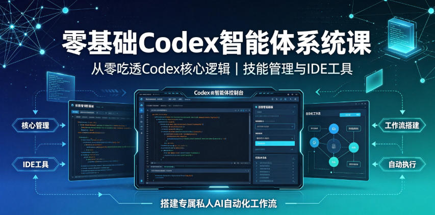 零基础Codex智能体系统课|从零吃透Codex核心逻辑、技能管理与IDE工具,搭建专属私人AI自动化工作流-副业网