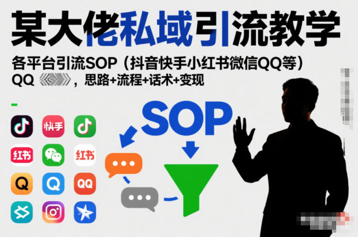 某大佬私域引流教学，各平台引流SOP(抖音快手小红书微信QQ等)，思路+流程+话术+变现(更新0708)-副业网